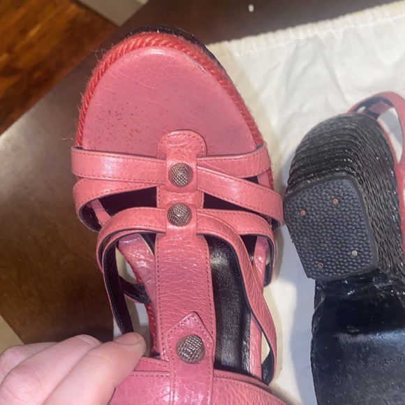 Balenciaga Size 8 Pink, Red, and Black Platform Wedge Heels - Picture 4 of 5